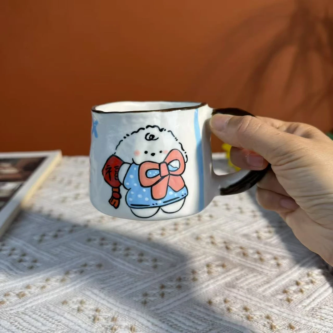 【小狗手捏杯】景德镇文创手工手绘陶瓷杯