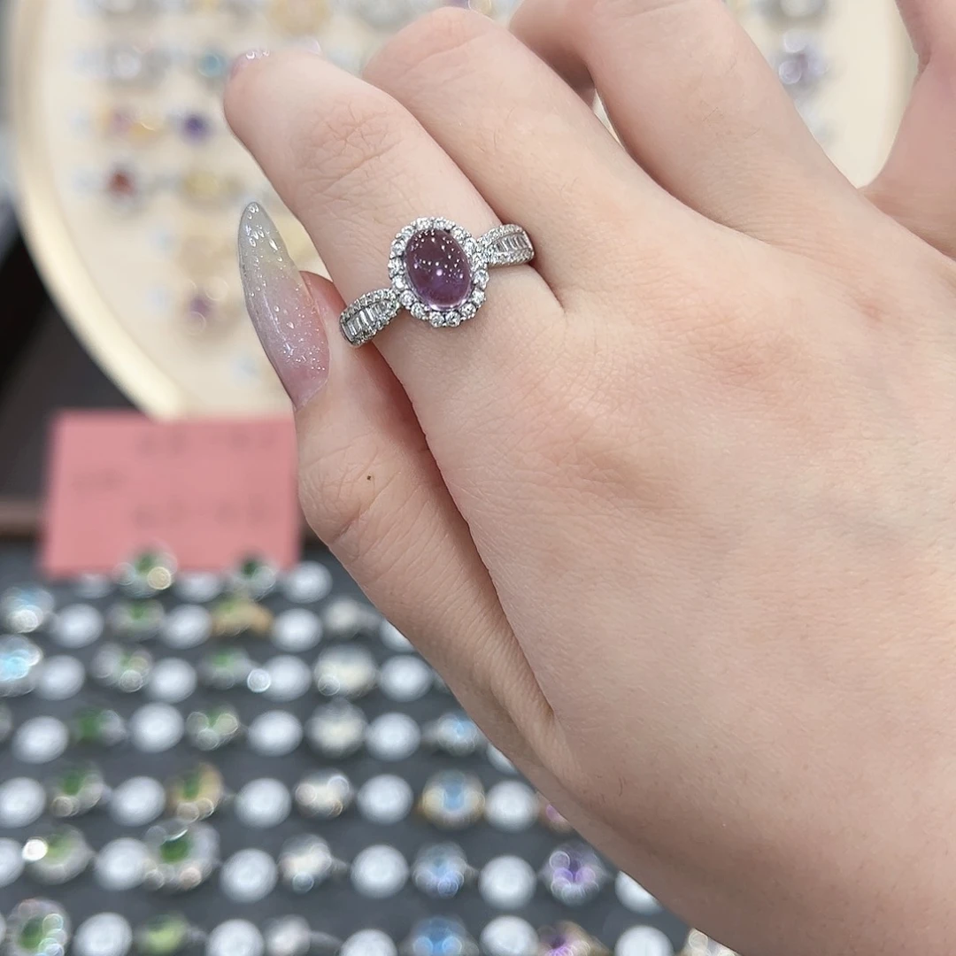 蛇纹石玉戒指银S925镶嵌X***.