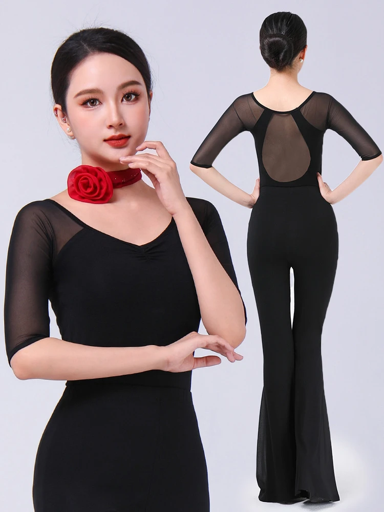 舞蹈服新款秋冬高端导师形体服连体上衣型体礼仪训练练功服服装