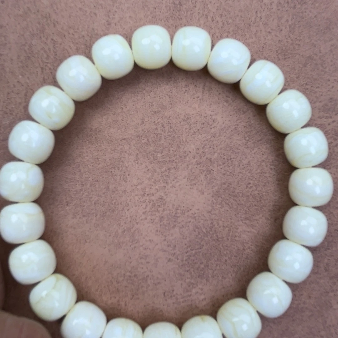 蜜蜡未镶嵌手串俄料同料瓷白金丝纹虎皮10*9.2腕口18+