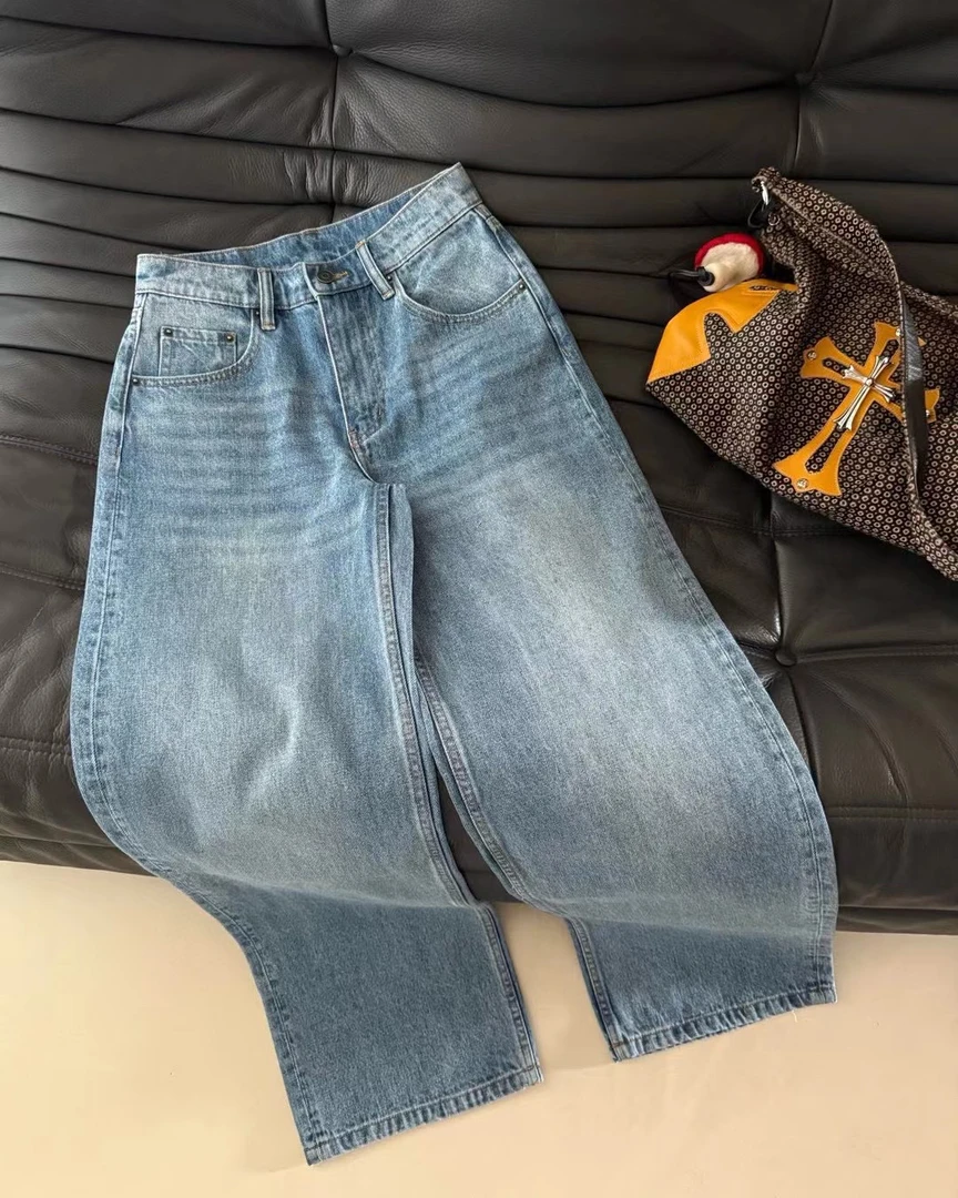 XHCHIC 设计师款美式做旧复古五角星豹纹牛仔裤