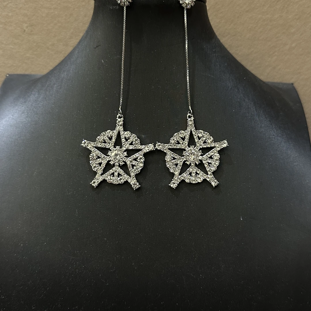 铜合金合成锆石耳饰 673737星星圈耳环