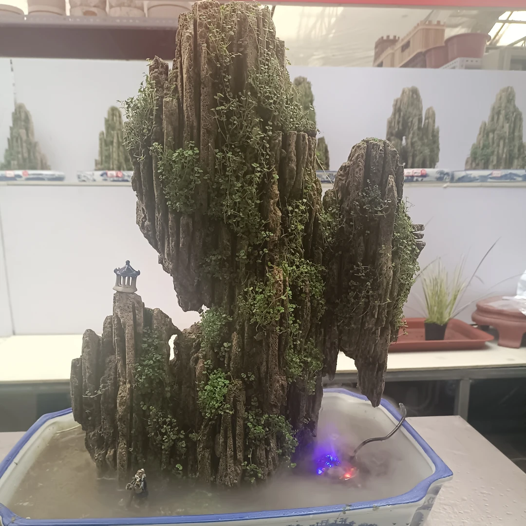 高48盆长44高山流水吸水石绿植盆景-