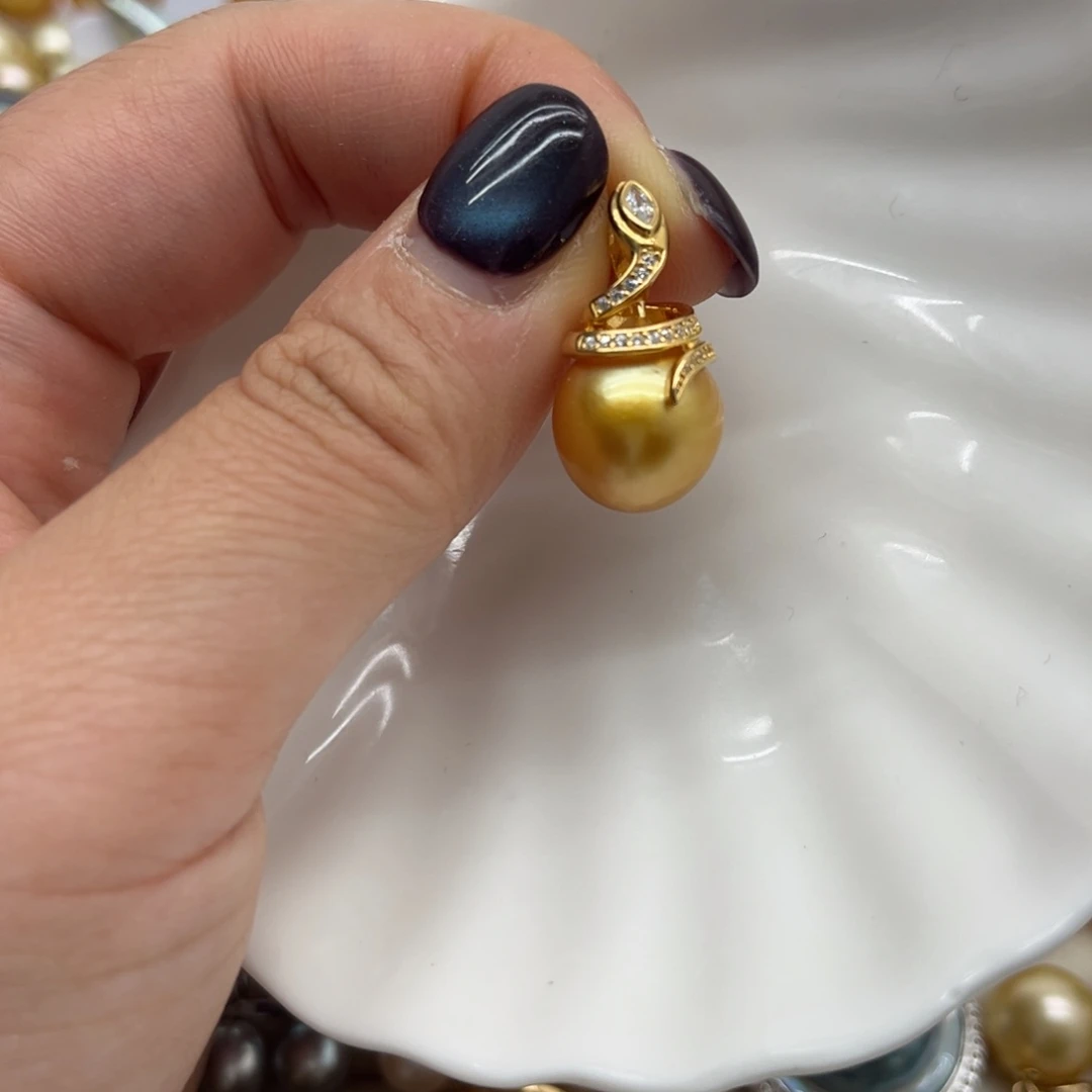 海水珍珠吊坠(不含链)银S925镶嵌
