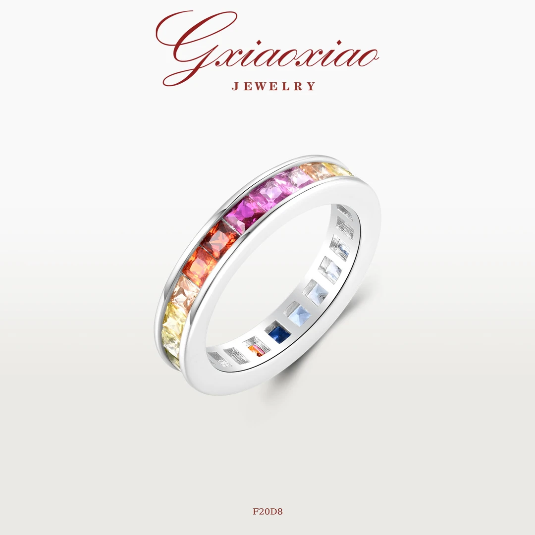 G XIAOXIAO 镀K金轻奢气质彩色排戒指 F20D8