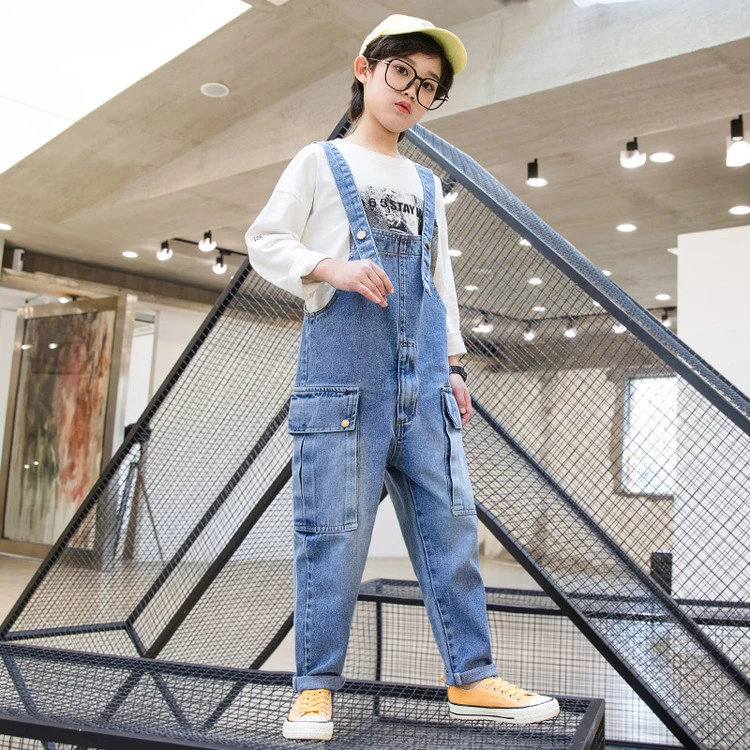 xioabudian/男童牛仔背带裤春秋款11舒中大儿童工装休闲长15裤子