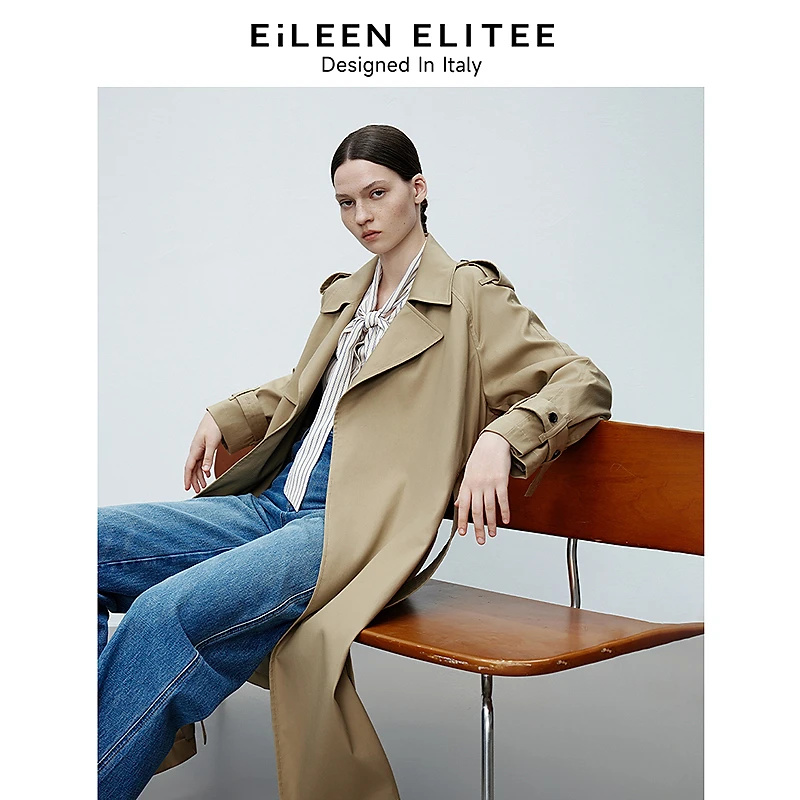 朗姿欧洲EiLEEN ELITEE2025年春季新款高级感修身中长款风衣外套