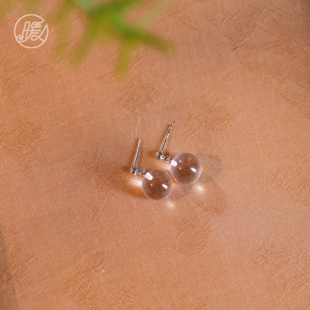 Nuanyan/暖言天然白水晶圆形耳饰10mm耳钉Z3107多样性发一