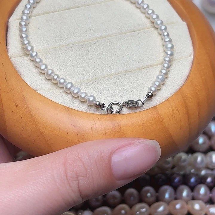 淡水珍珠银S925镶嵌手绳
