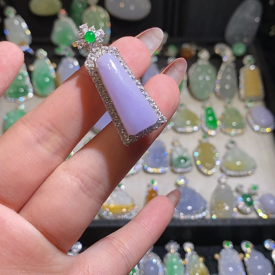 翡翠银S925镶嵌颈饰天然翡翠