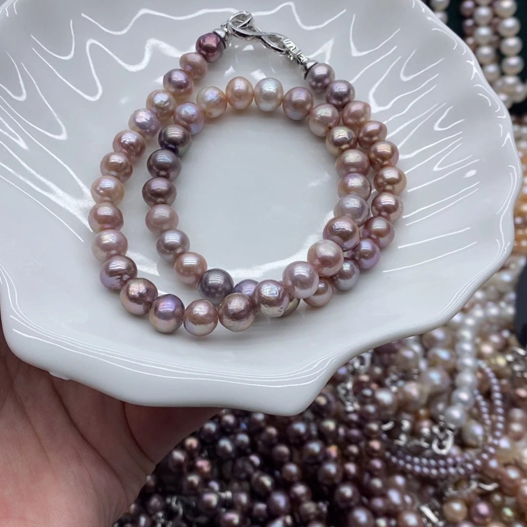 银S925镶嵌淡水珍珠天然淡水珍珠无人工干预5