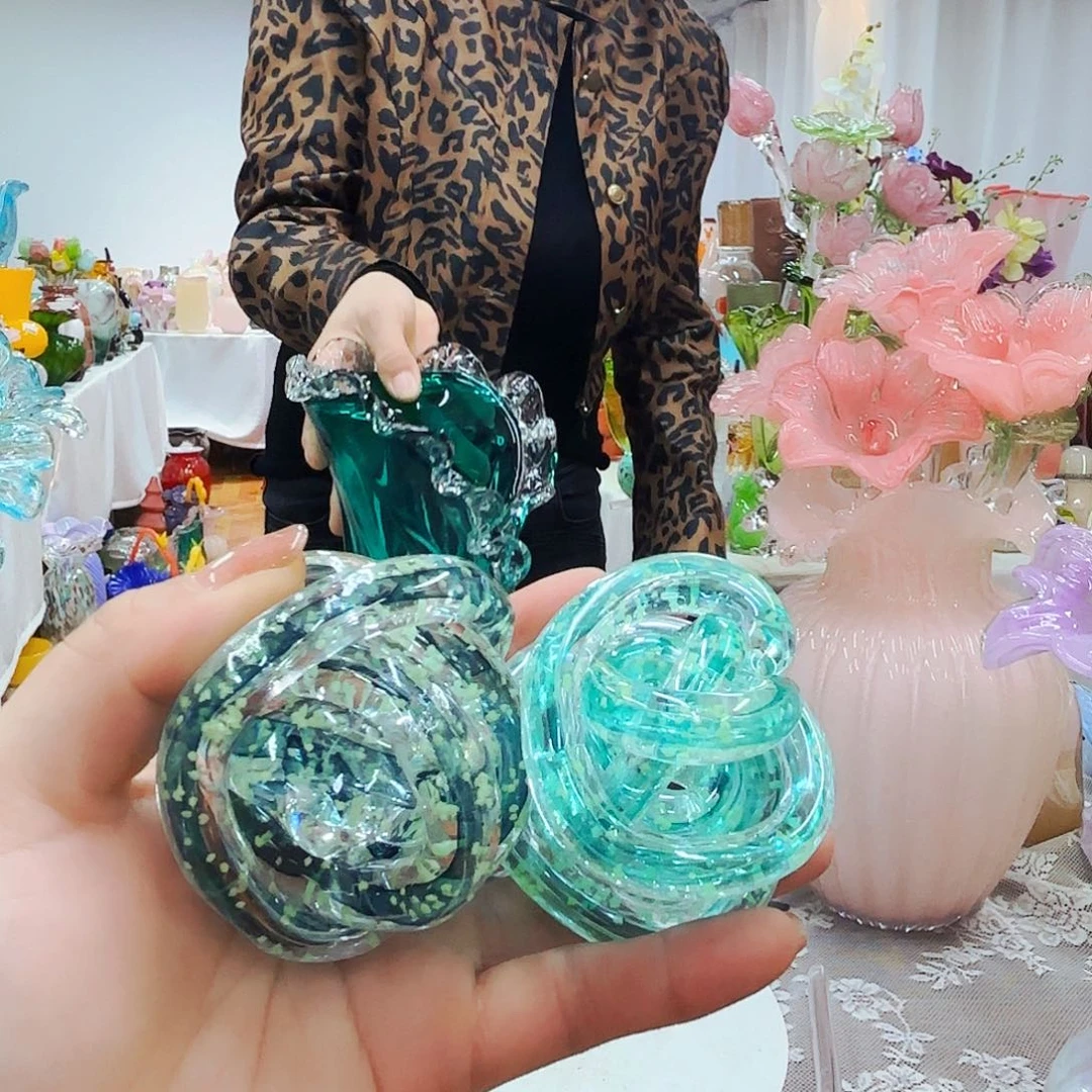 一对琉璃花瓶花器艺术瓶