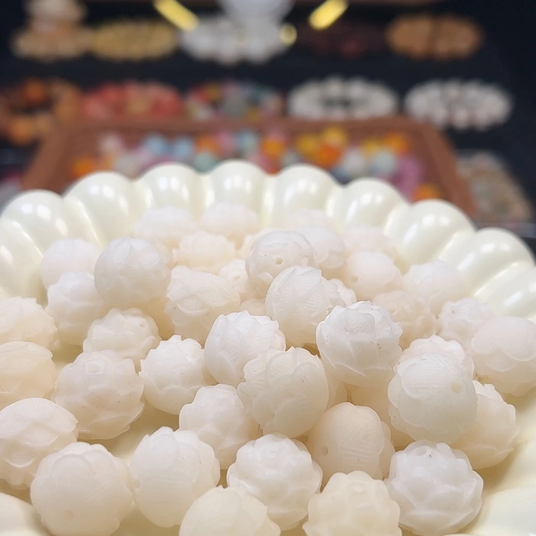 手串菩提根/象牙果瑕疵卡15白色莲花20颗有坏