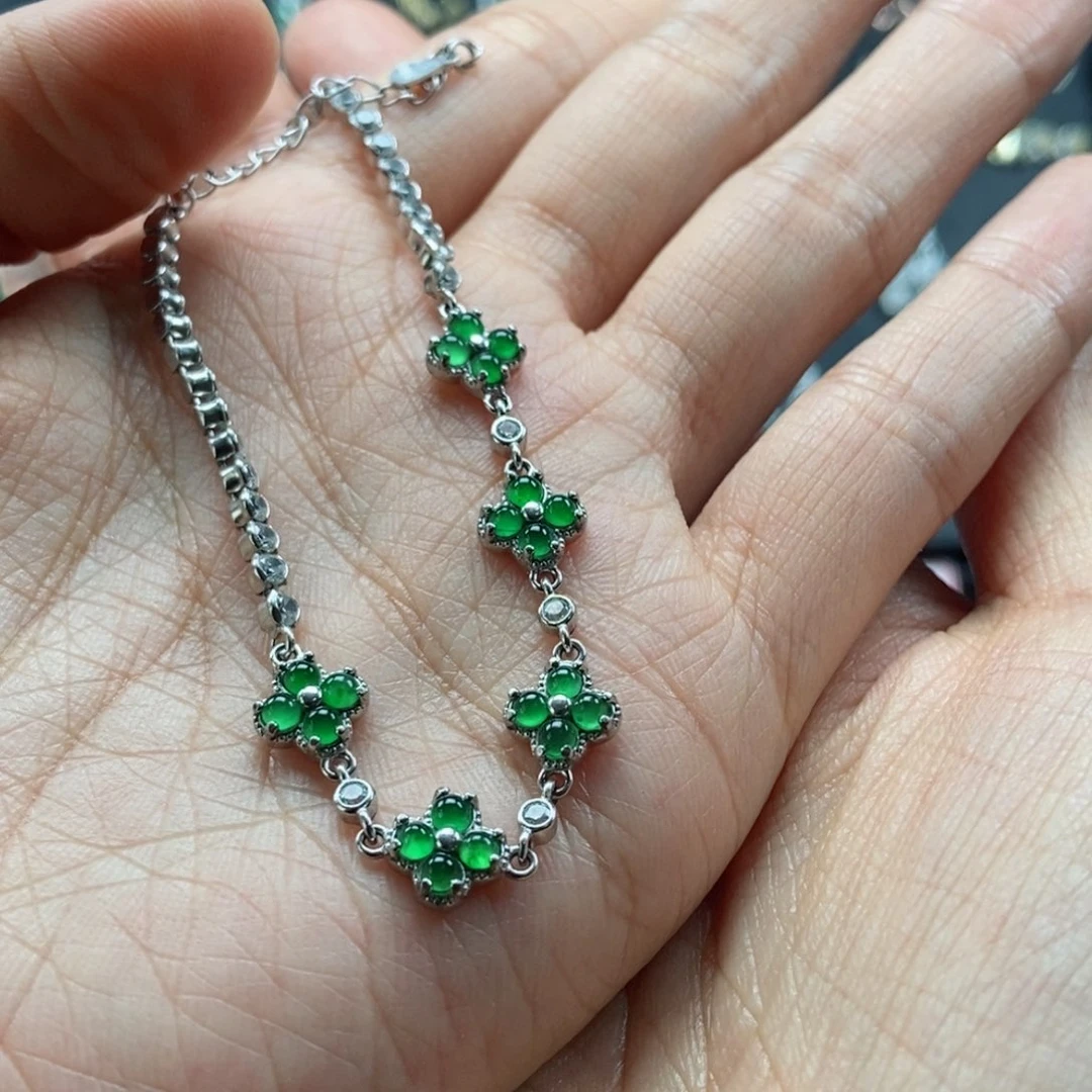 翡翠耳饰银S925镶嵌翡翠首饰