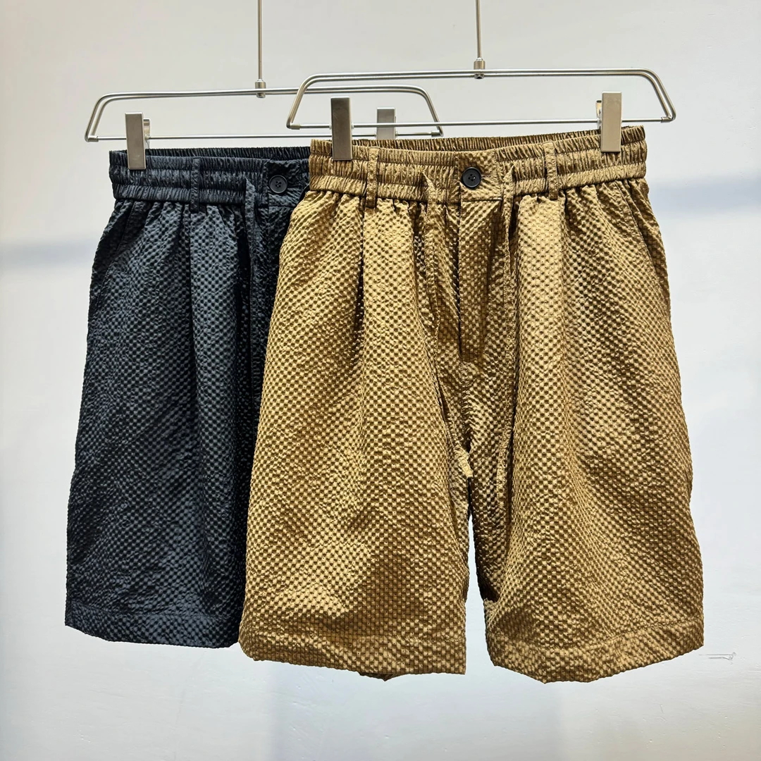 夏季轻薄透气松紧腰休闲短裤潮牌INS男士黑色百搭宽松阔腿五分裤