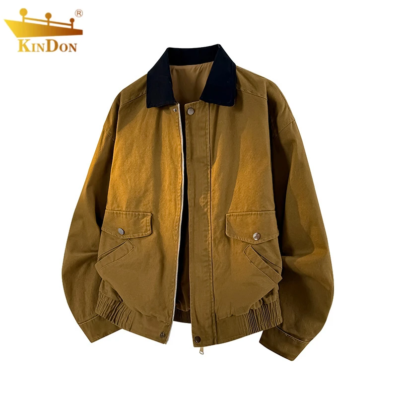 美式重磅纯棉撞色外套男士春秋季2025新款潮流时尚休闲夹克