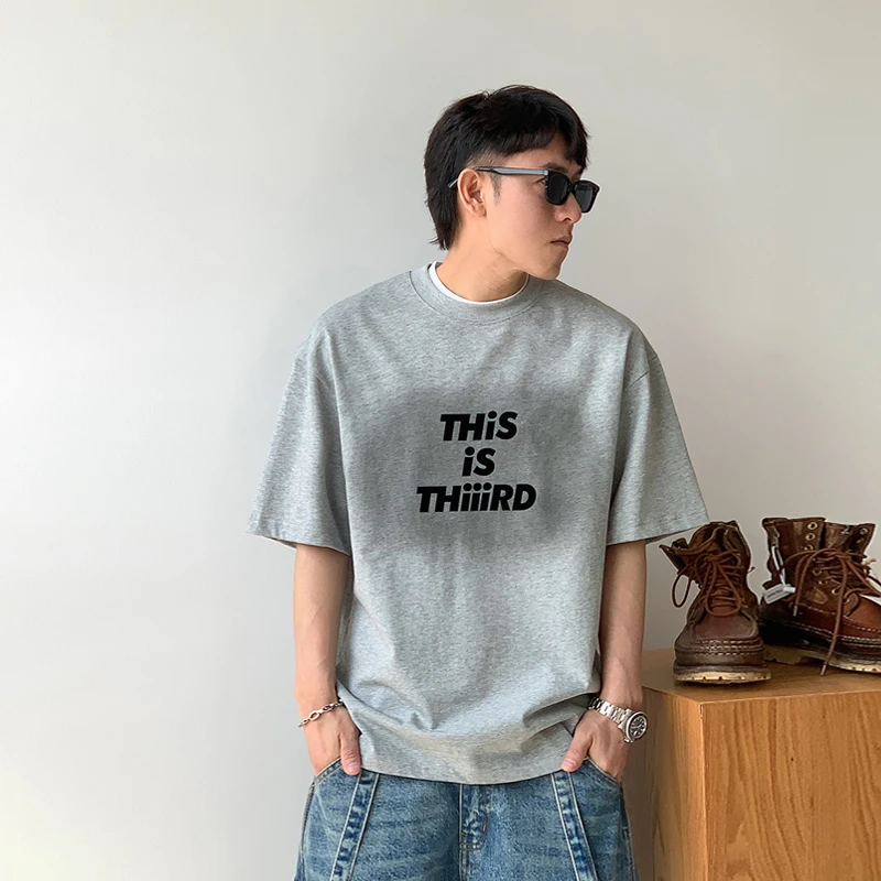 徐太浪潮流字母印花圆领短袖T恤男2025春夏新品透气纯棉半袖上衣