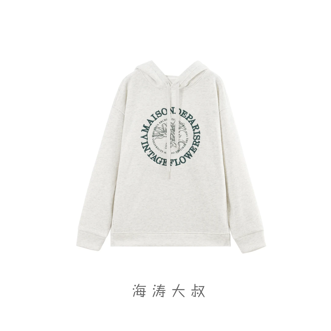 【海涛大叔】「百合花」慵懒风加绒加厚连帽卫衣