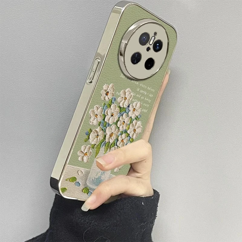 花瓶白花适用华为mate70pro手机壳pura70ultra新款mate60pro+p50e