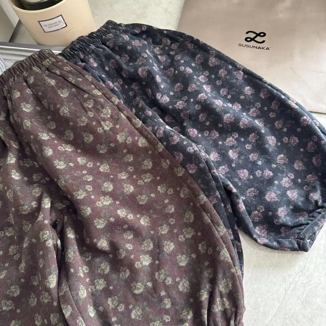 2025韩系儿童复古秋季碎花灯笼裤