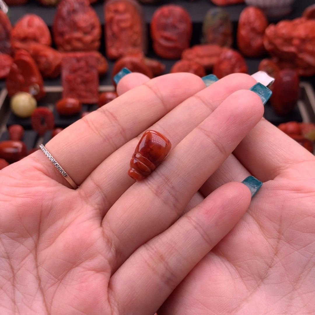 南红玛瑙南红川料原矿直切三通10mm未镶嵌