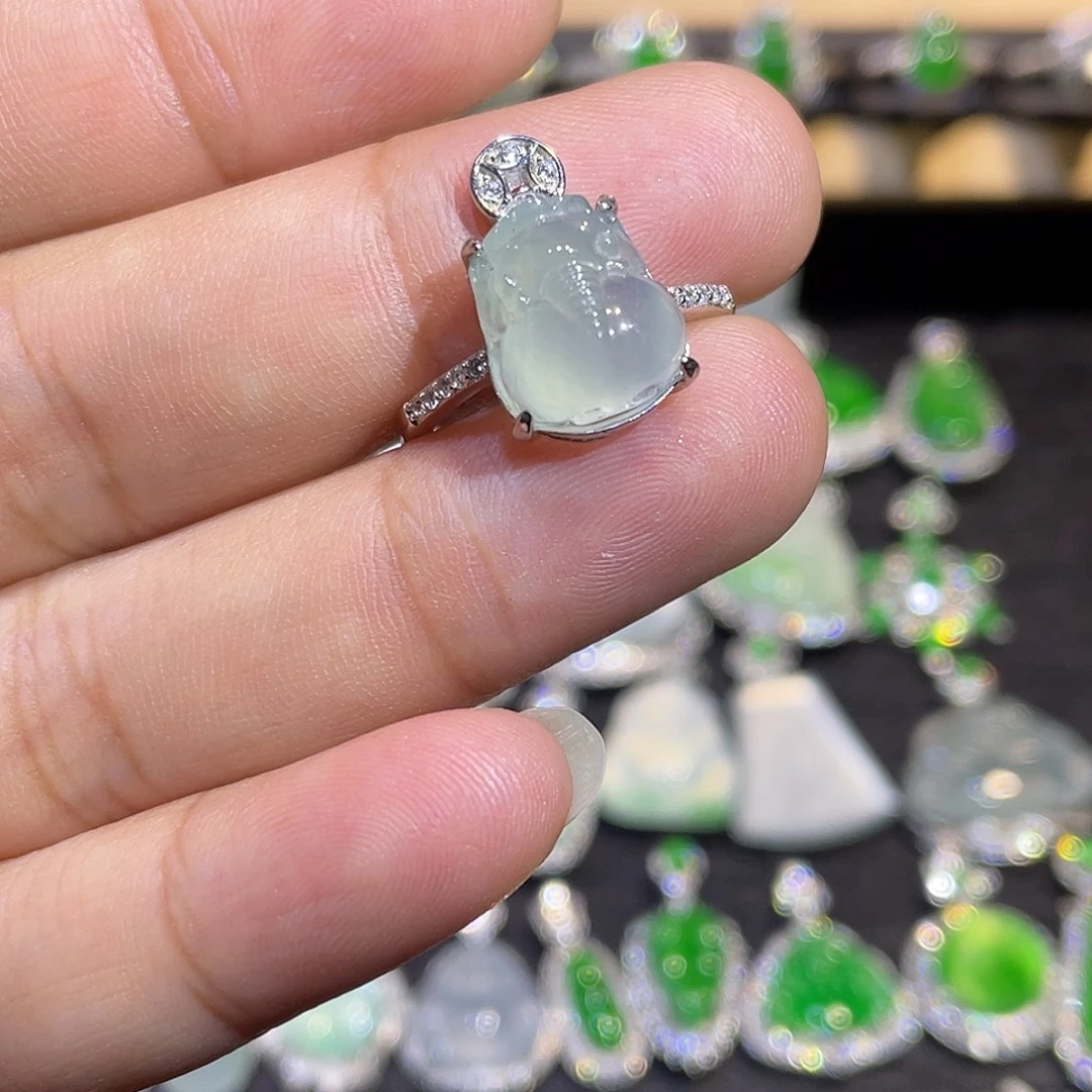 翡翠银S925镶嵌戒指