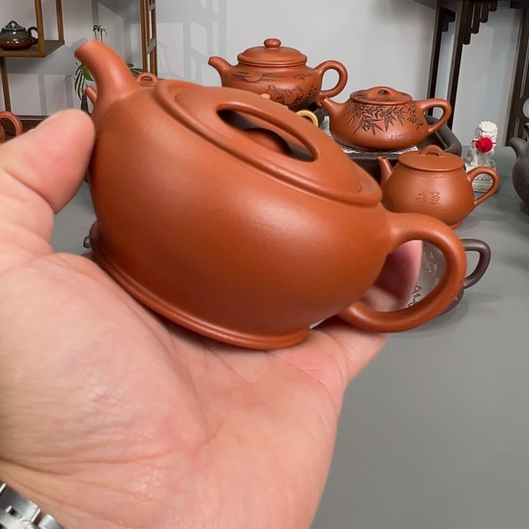不***壮紫砂茶壶小红泥牛盖