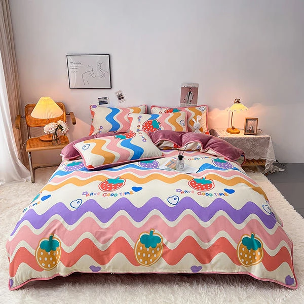 2024新款A版全棉B版牛奶绒印花床品