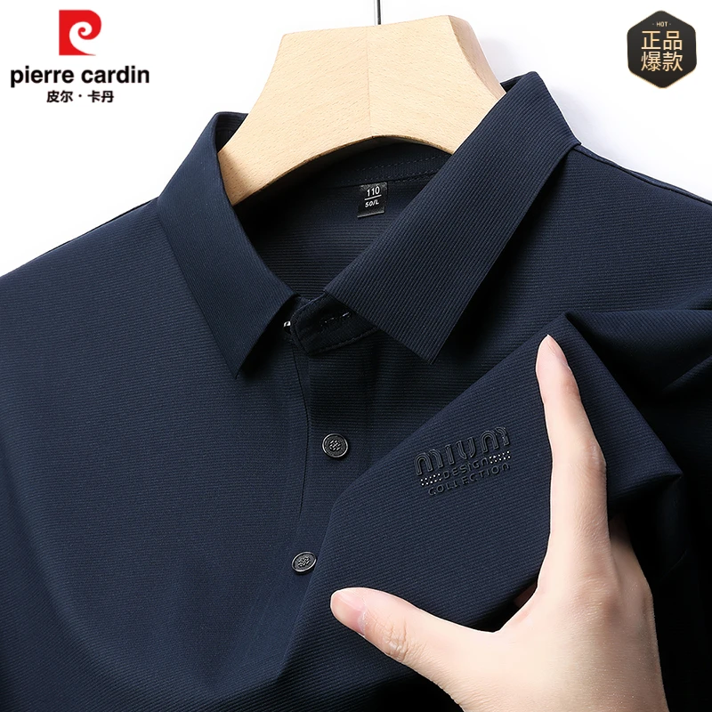 皮尔卡丹男士上衣商务休闲polo衫男款春秋新款中年爸爸翻领T恤衫