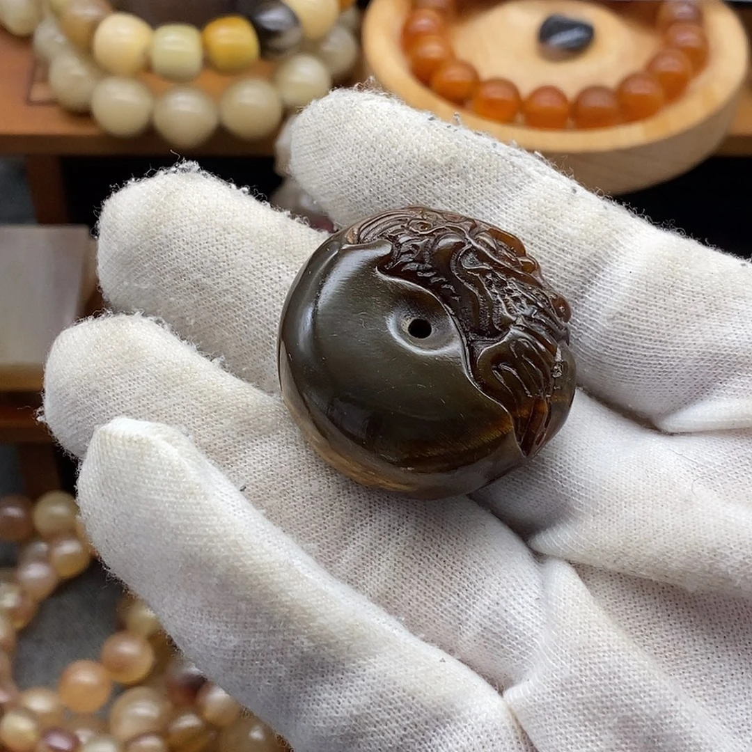 布艺非金属非洲黑水牛角平安扣吊坠