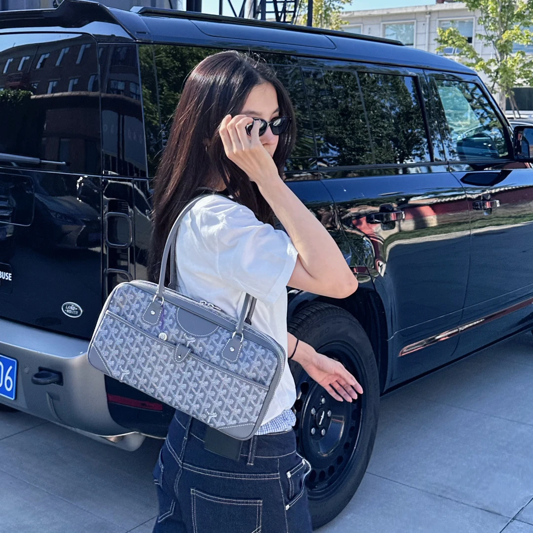 95新 Goyard 中古灰色法棍单肩包