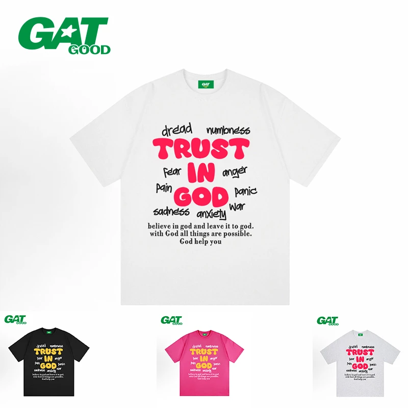 GAT绿标新款（trust字母）280克男女同款美式潮牌T恤美式发泡短袖