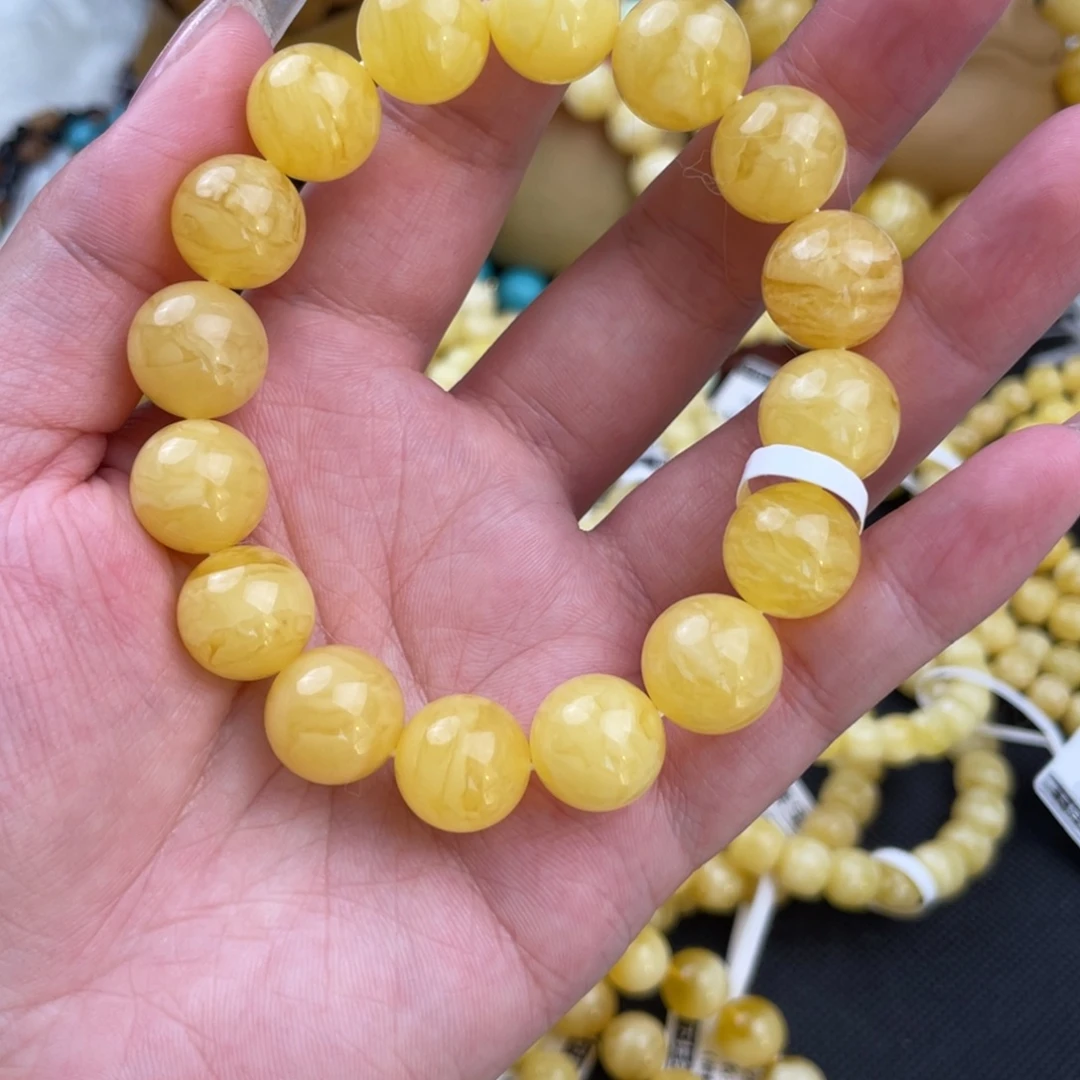 琥珀未镶嵌裸石满蜡鸡油黄12➕