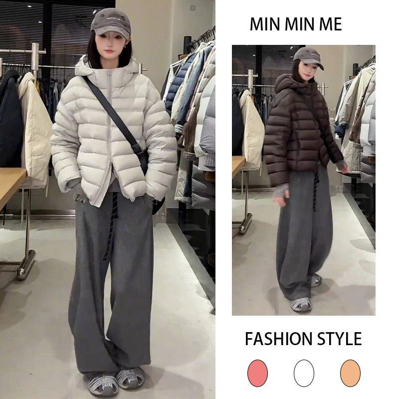 韩版法式慵懒风秋冬季新款百搭棉服女搭时尚加绒休闲阔腿裤两件套