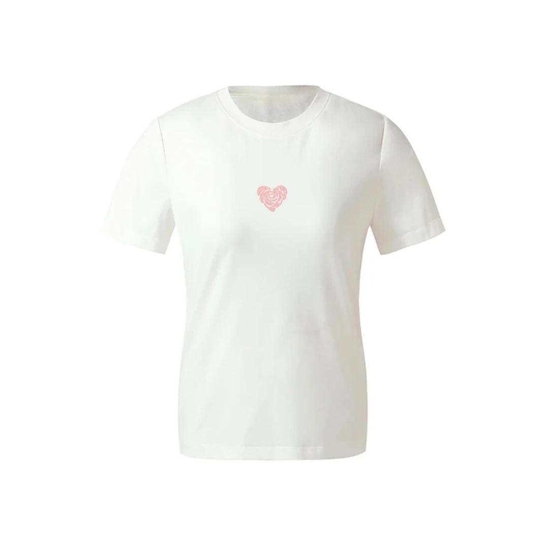品牌剪标玫瑰爱心正肩短袖T恤夏季简约印花休闲百搭1009