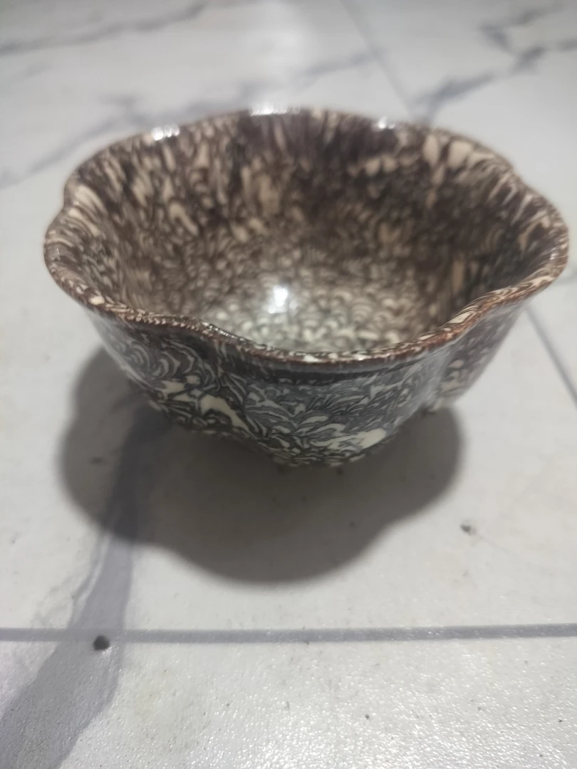 胶胎花边碗茶碗精美复古小碗手工艺品之美陶瓷