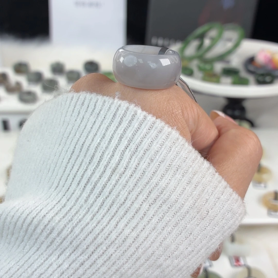 和田玉未镶嵌戒指Q9紫葡萄轮胎16.3不退换