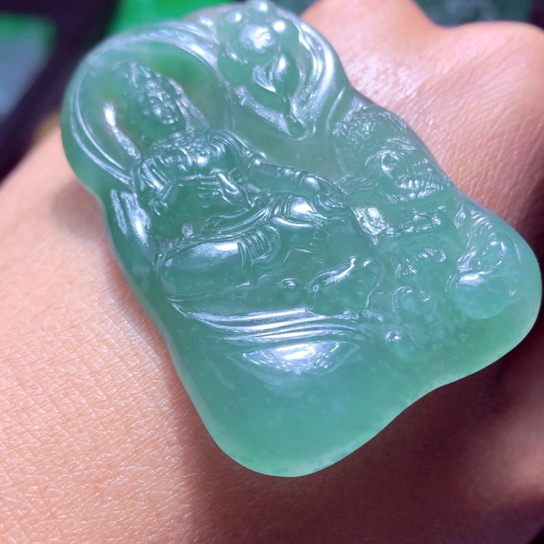 定制翡翠未镶嵌天然翡翠A货毛货挂件