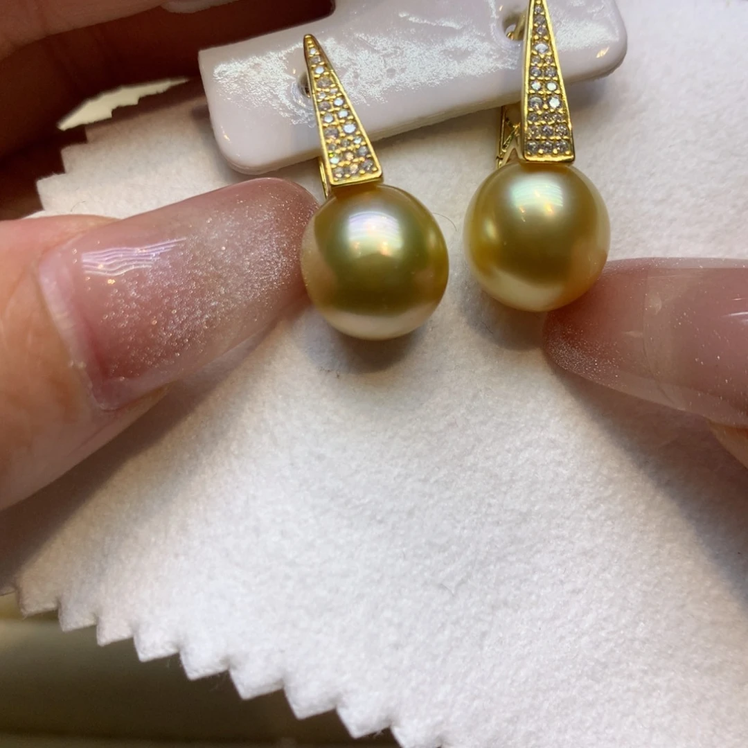 银S925镶嵌耳饰海水珍珠