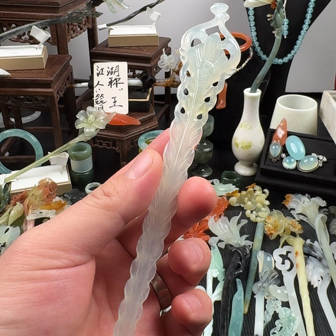 蛇纹石玉未镶嵌发饰