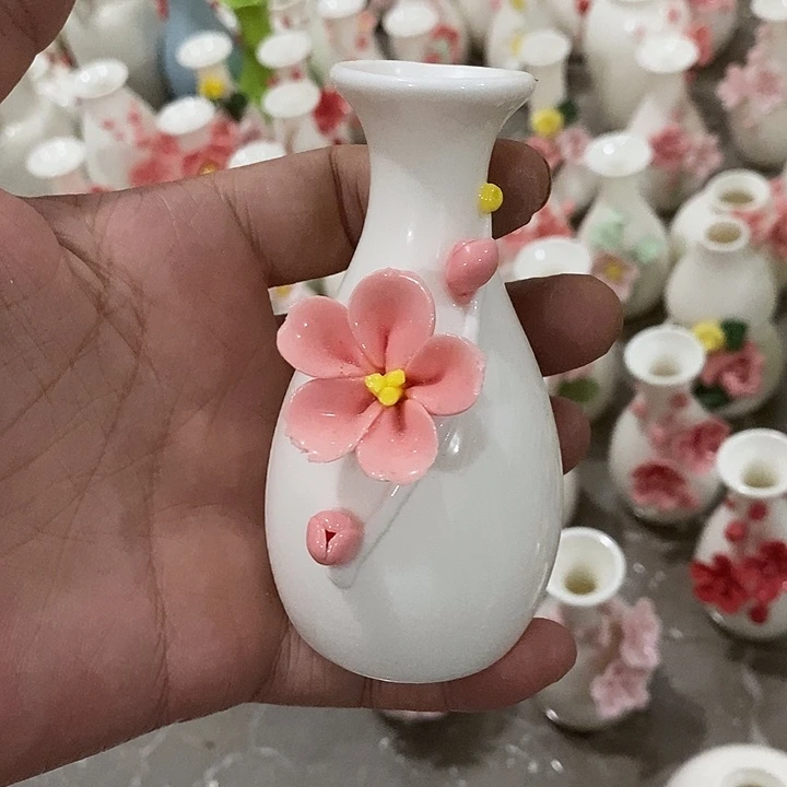 瓷片纯手工陶瓷花摆件瑕