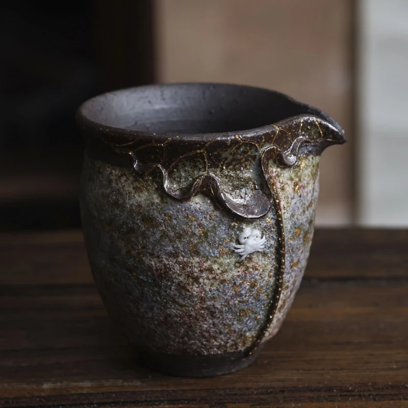 【三山拙垆】高越岩矿荷花白螃蟹公道杯（高越S0176）