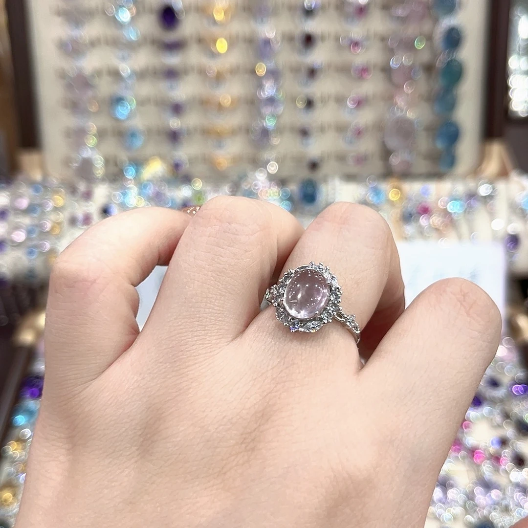 烟晶戒指银S925镶嵌