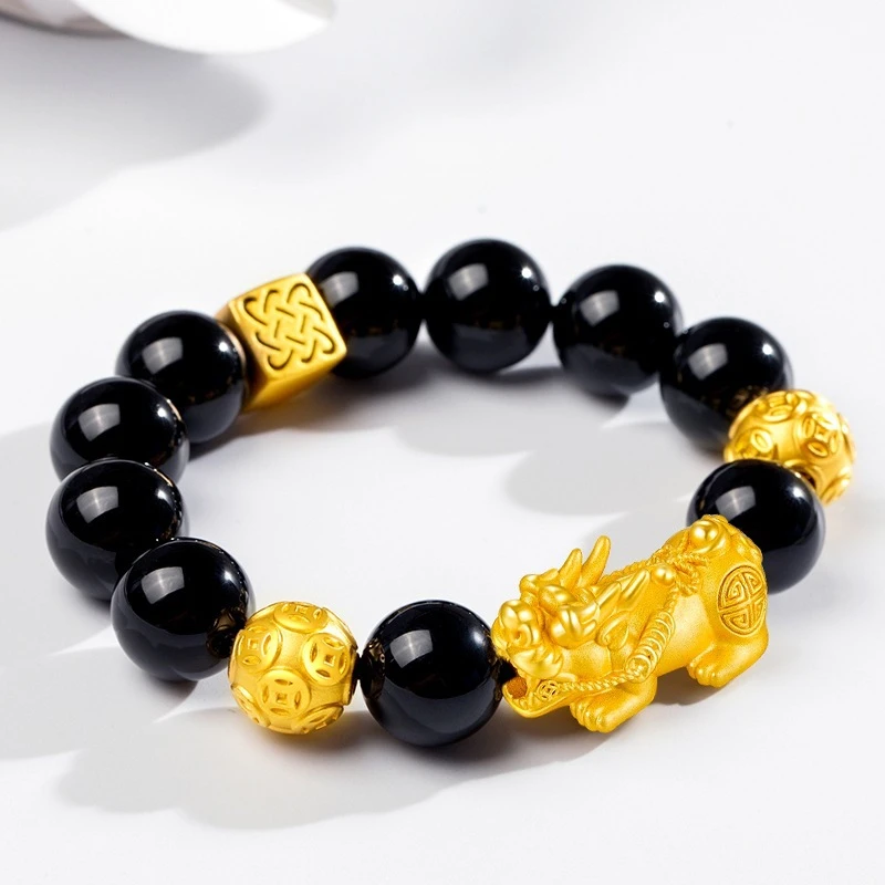 合金手链 合金电镀真金手链时尚饰品越南时尚饰品金钱貔貅手串南