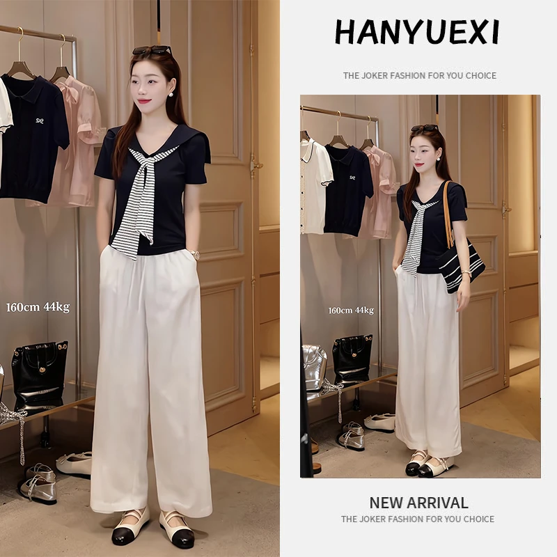 夏季一整套女装2025年新款韩版休闲气质显瘦短袖上衣休闲裤两件套