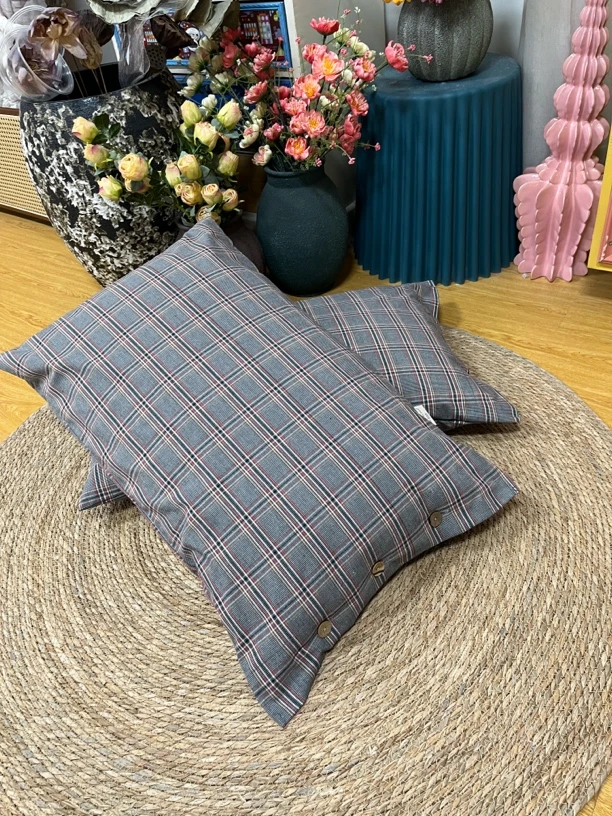 罗布麻纽扣枕套48*74微瑕～A62一对（不一般大，慎拍）