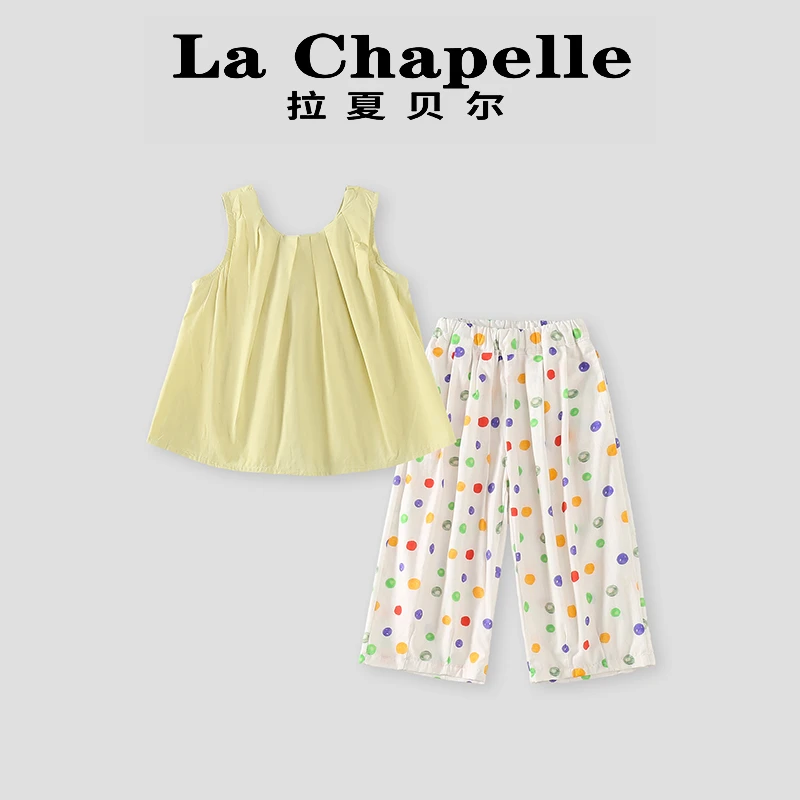 La Chapelle【拉夏贝尔】夏季新款无袖彩色圆点休闲两件套LD443