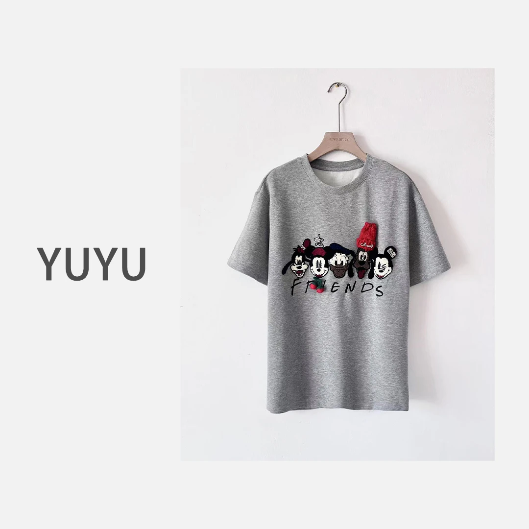 【小红帽】高端卡通米奇重工刺绣印花宽松短袖T恤.Y734
