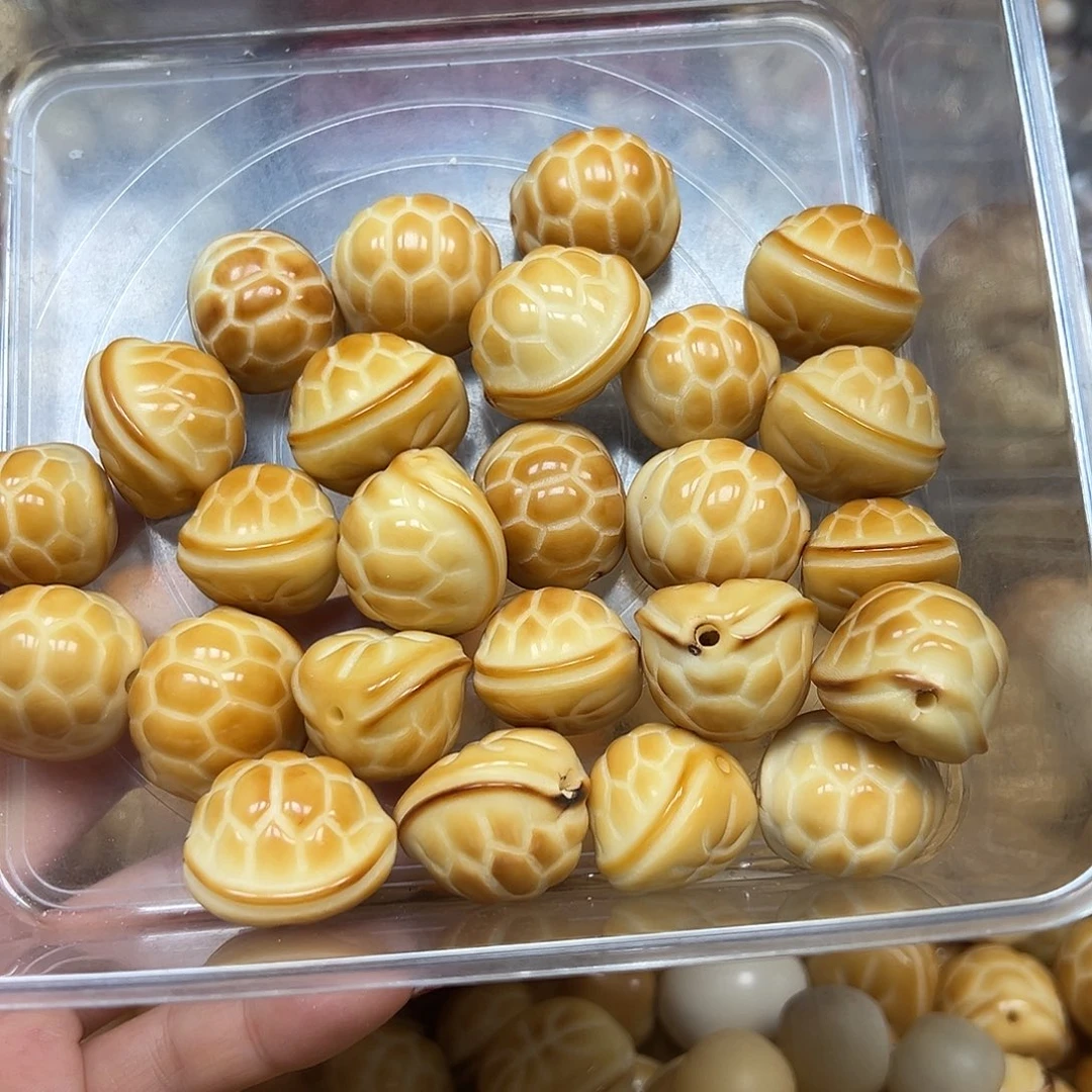 手串菩提根/象牙果微瑕炭烤小富甲10颗有裂