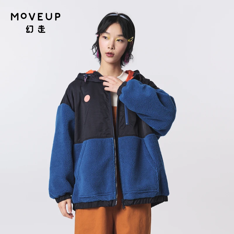 MOVEUP幻走2023冬季新款.FUN系列 撞布拼接中长款外套女323410702